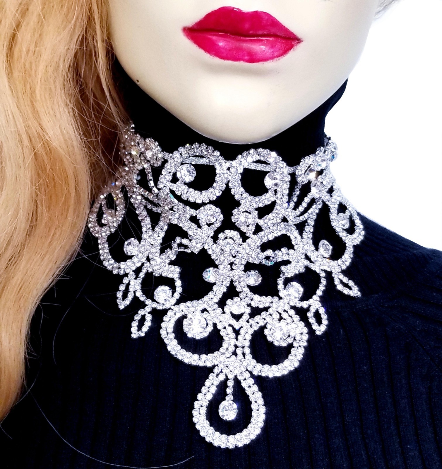 Clear Crystal Choker Rhinestone Crystal Necklace Bridal Prom Pageant Jewelry