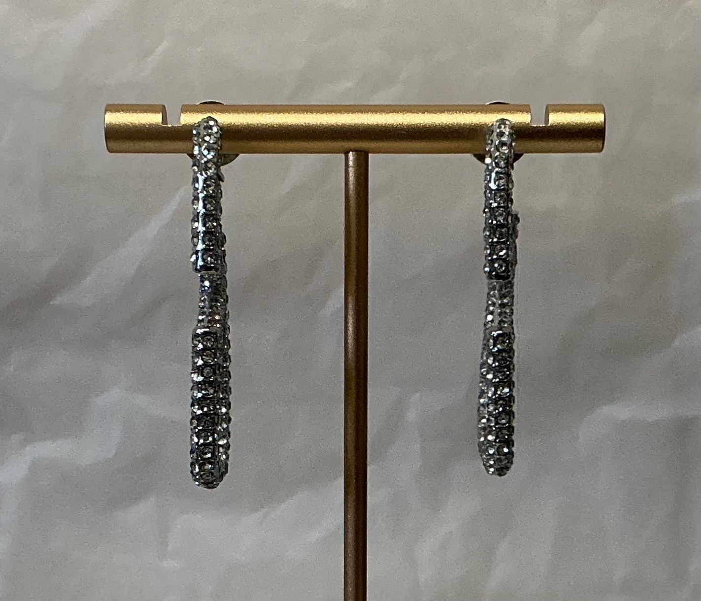 Valentino Crystal VLogo Silver Tone Statement Earrings # 582