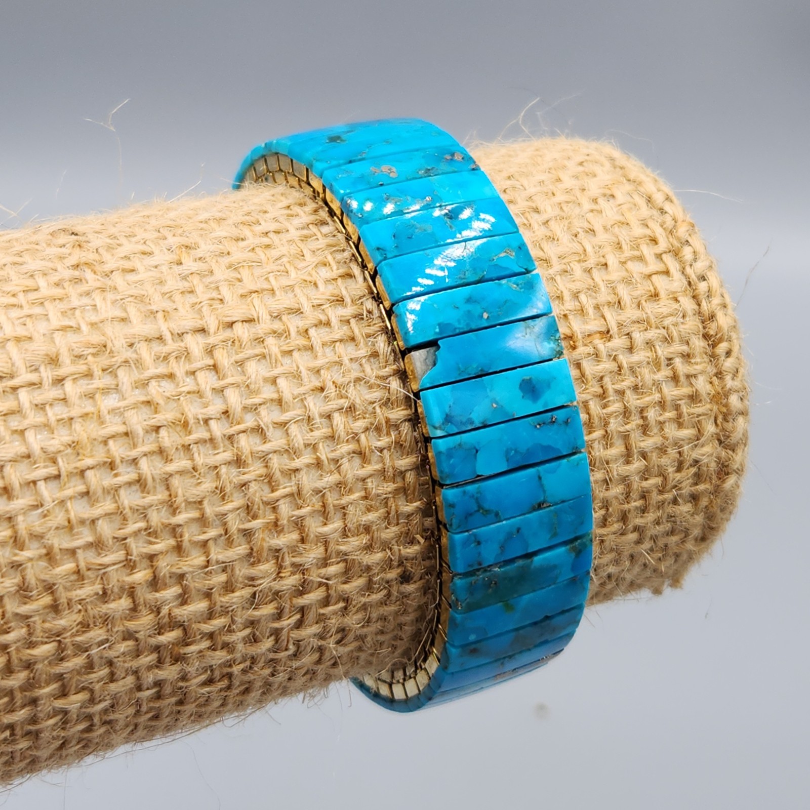 Vintage Turquoise Slab Expansion Stretch Bracelet 6.75″