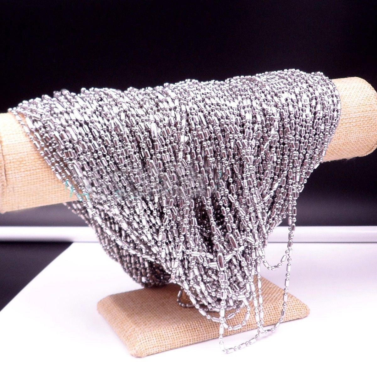 Wholesale 1.5/2/2.4/3.2mm 316L Stainless Steel Ball Bamboo Chain Necklace Gift