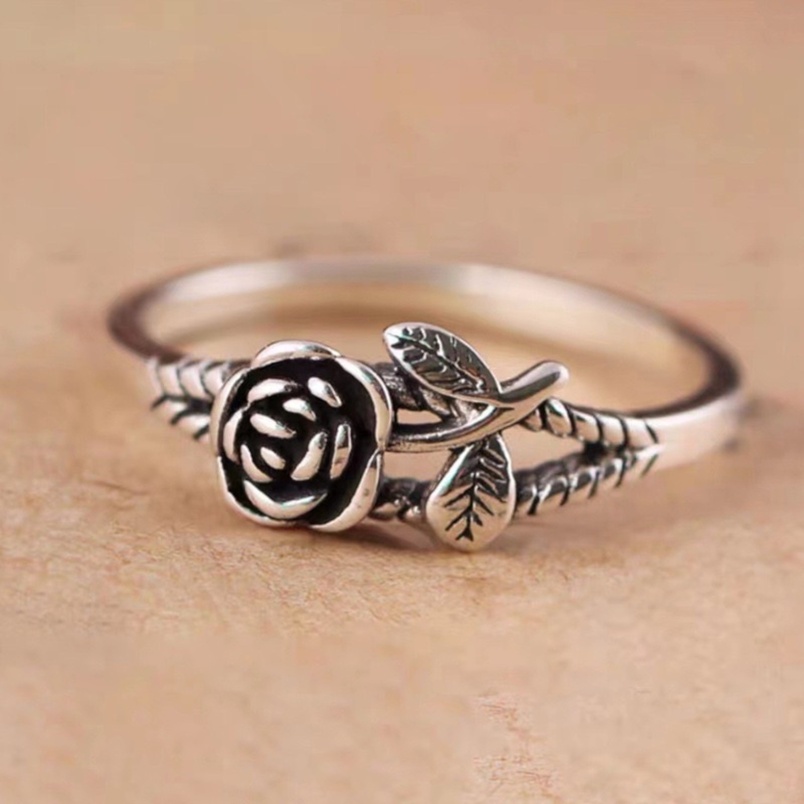 Fashion Rose Flower 925 Silver Jewelry Wedding Ring Women Ring Size 5-11. A86