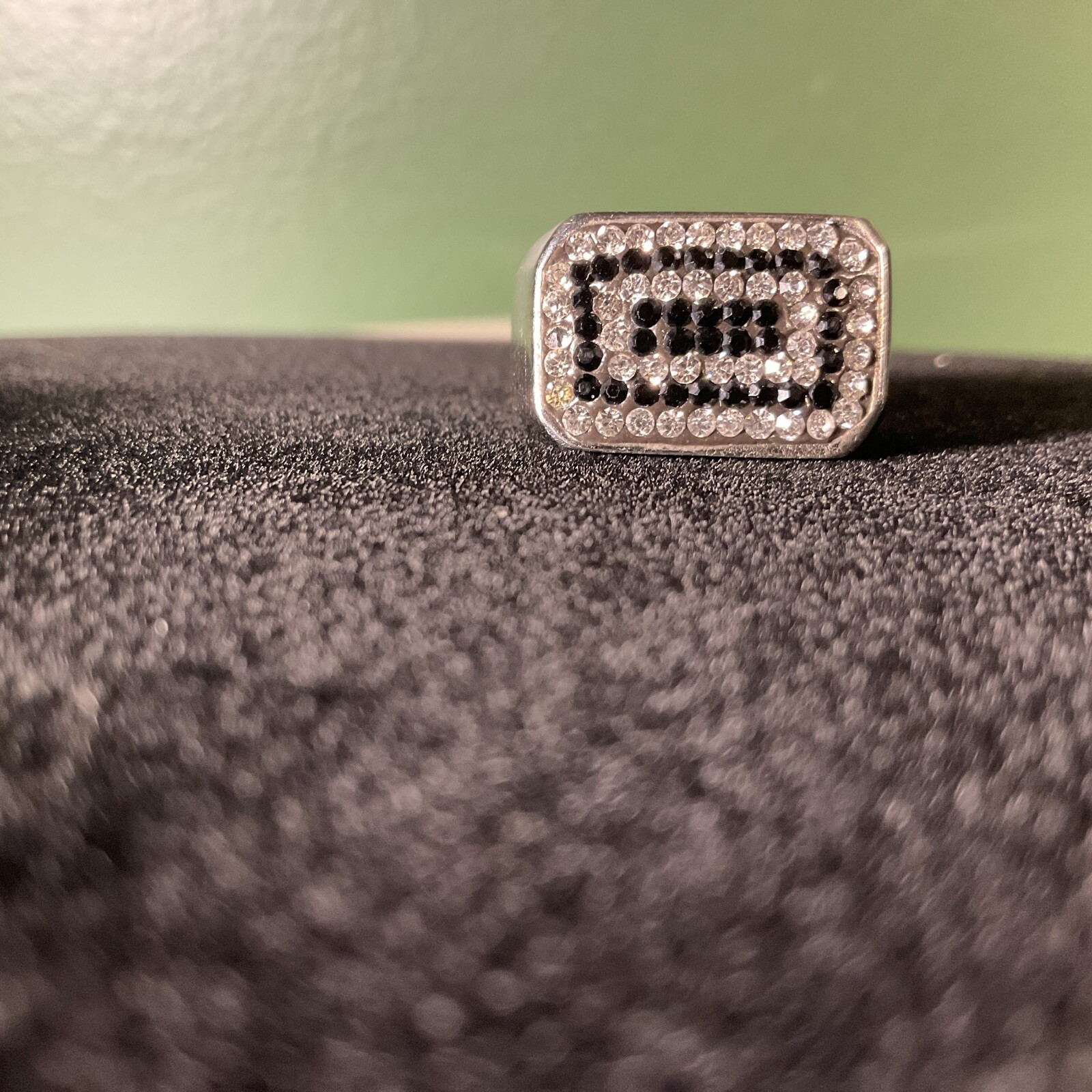 Men’s Stainless Steel Clear & Black Multi-stone (80) Size 7 1/4 Ring