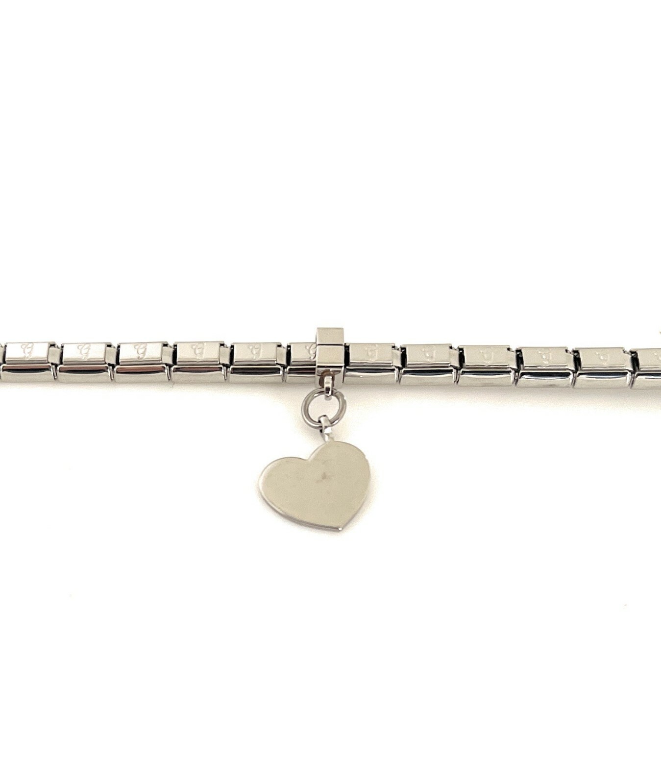 Italian Modular Charm Bracelet Stainless Steel Silver 4 mm Dangle Red Heart