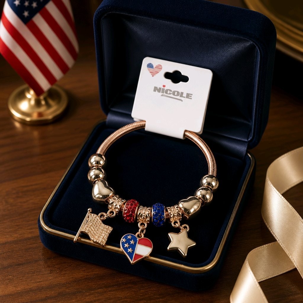 Patriotic Beaded Bracelet 4th of July Red White Blue USA Charm Bracelet U Pick