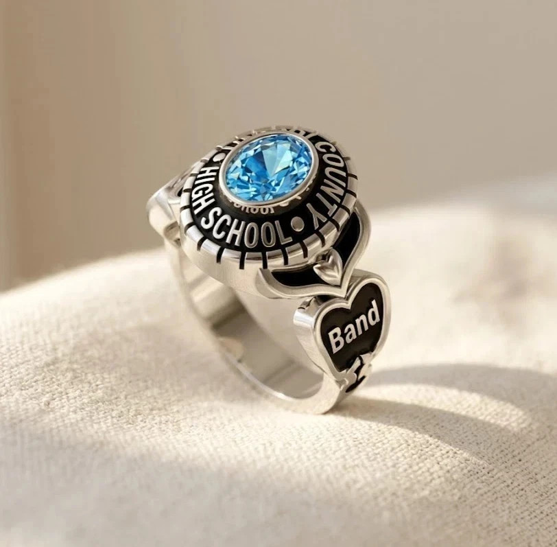 Custom High School Class Ring 2026 Graduation Oval Birthstone Gift For Daughter