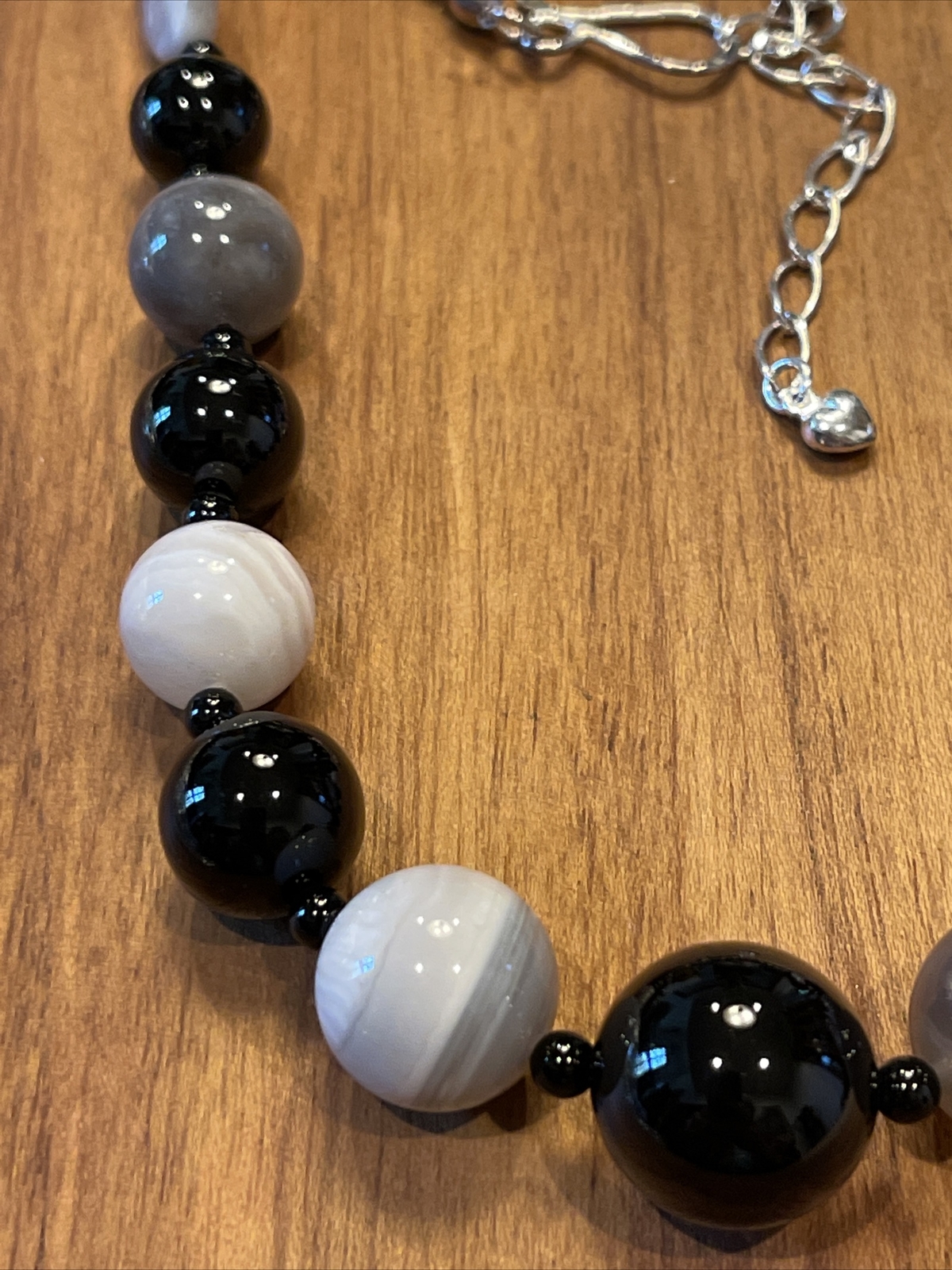Designer Stunning Mixed blacks whites Beaded Agate necklace