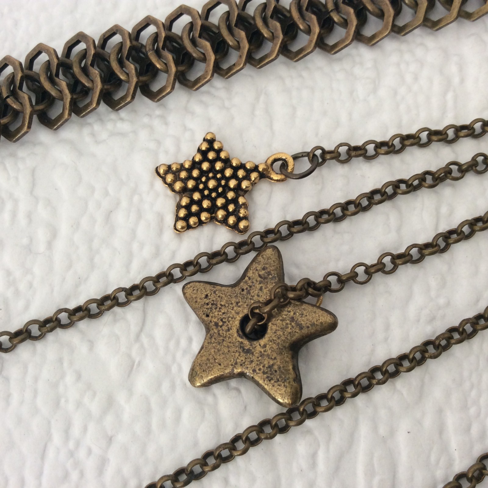 Jamie London metal star necklace – Statement bib – Boho – 40cm/15in – Gift box
