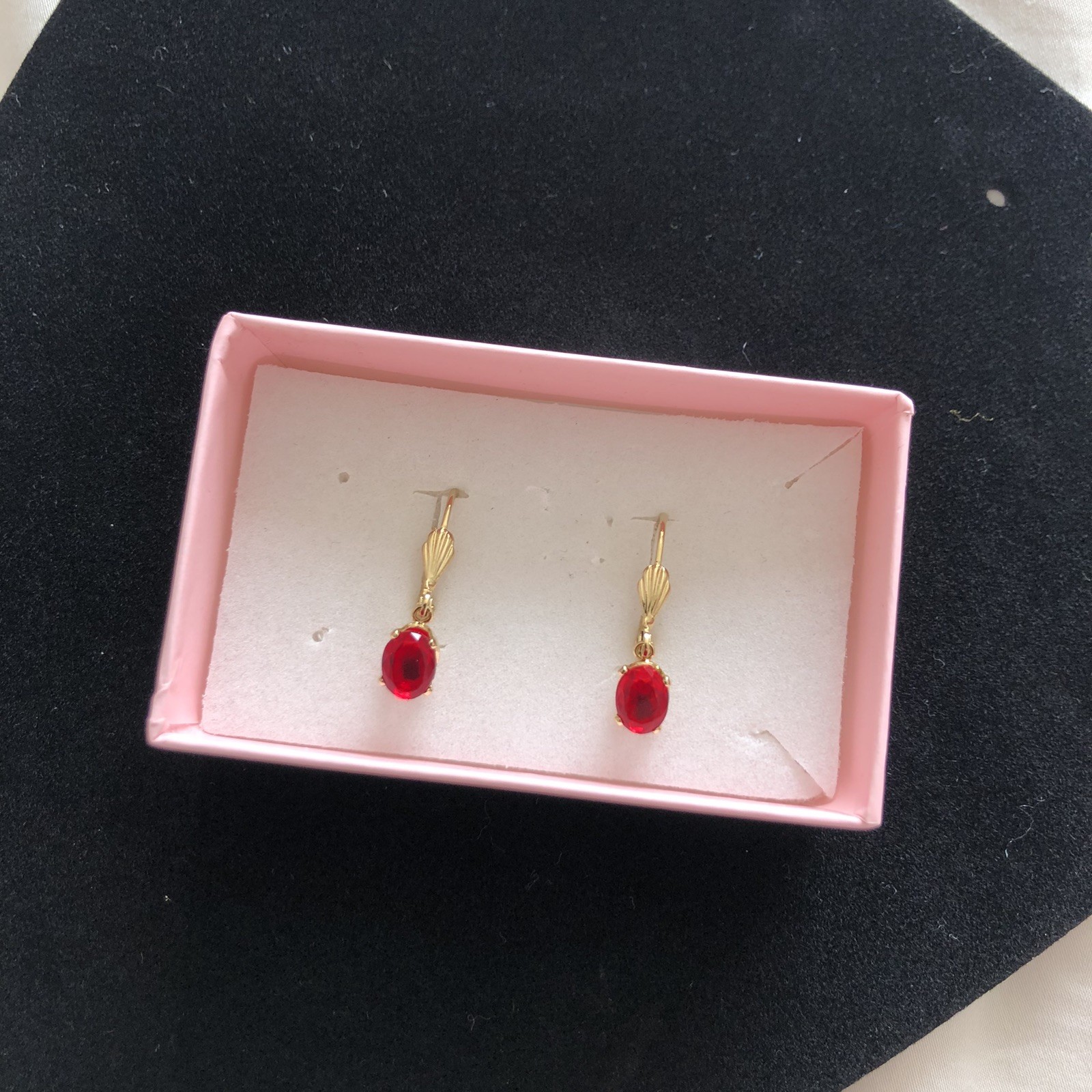 Gold Electroplated Red Earrings Ladies Smart Casual Everyday Gift Occasion