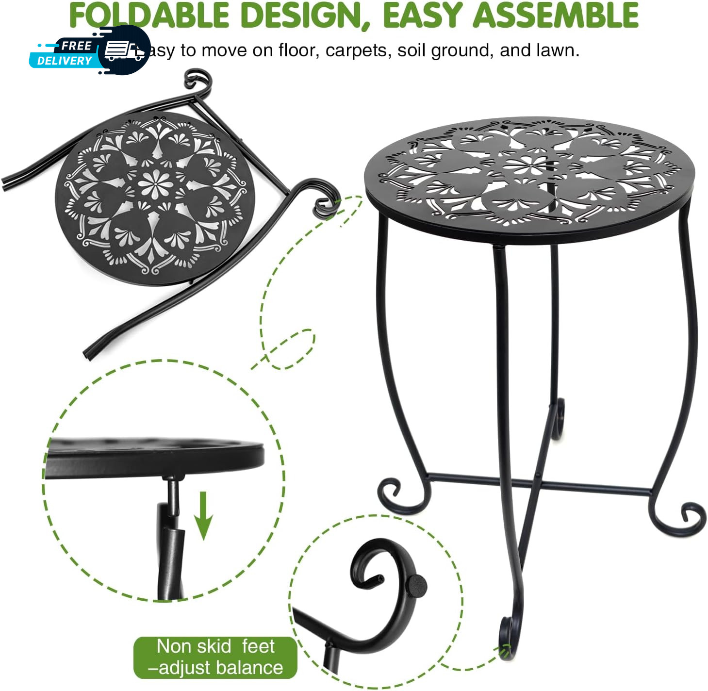 Outdoor Side Tables 2 Pack Patio Side Table Weather Resistant Metal Small