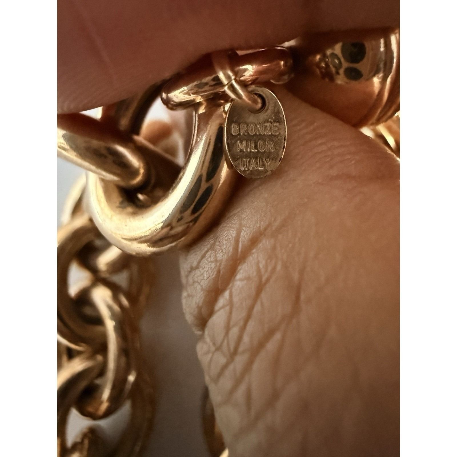 Milor Bronze Italy Rose Chunky Oval Link Magnetic Clasp Bracelet Necklace 2 Pcs
