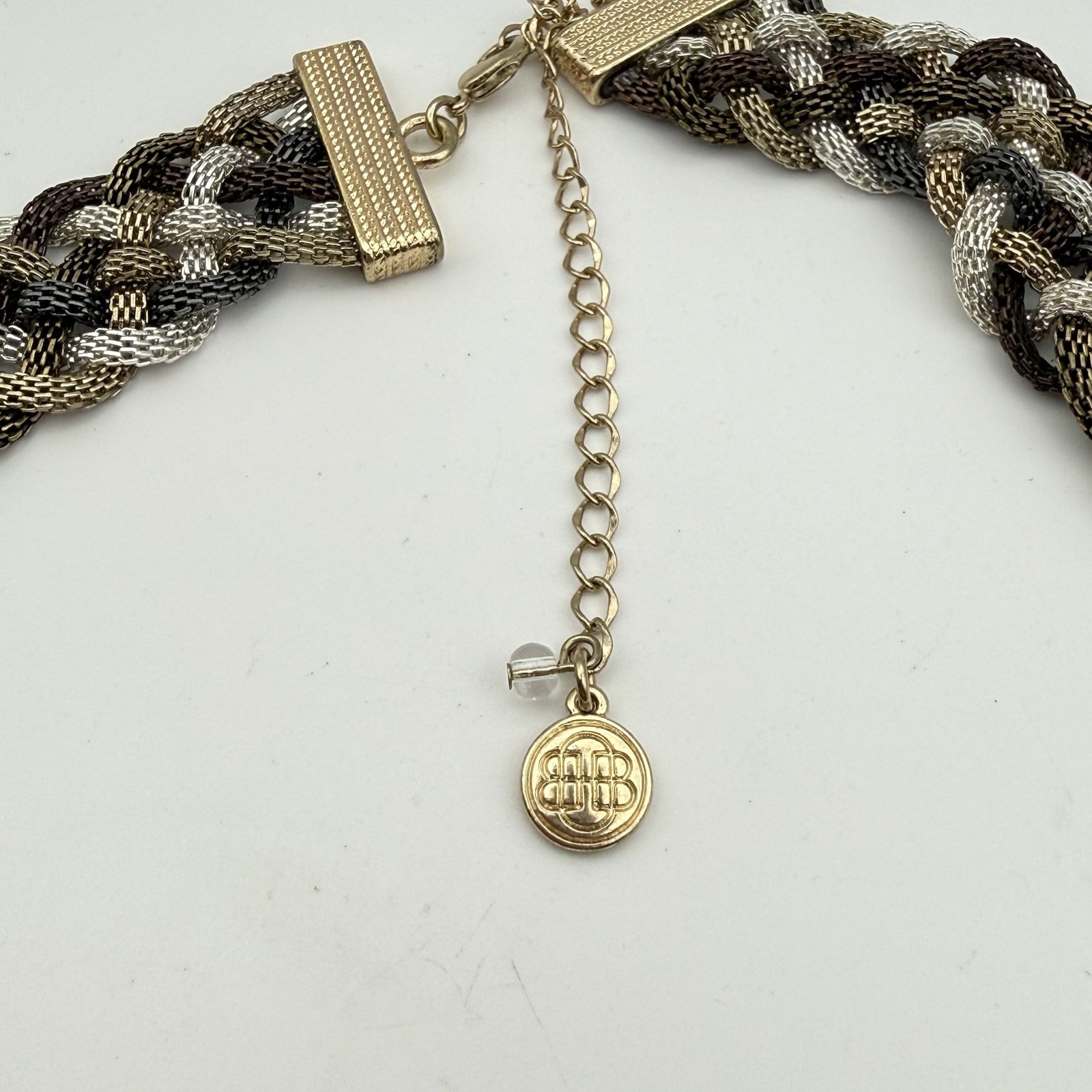 Dana Buchman Braided Mesh Chain Statement Necklace Gold Silver Black Tone