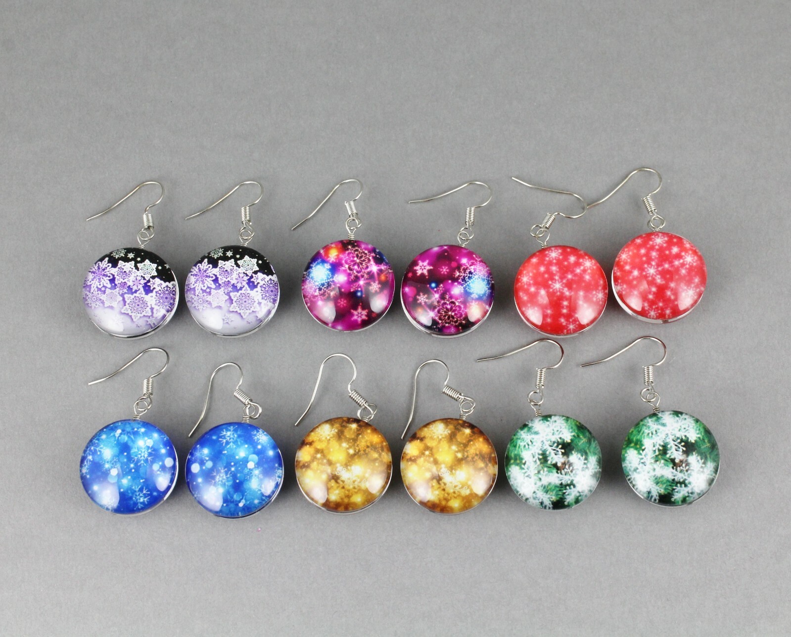 Pink snowflakes earrings earrings dangle jewelry 1 5/8″ long snowy night