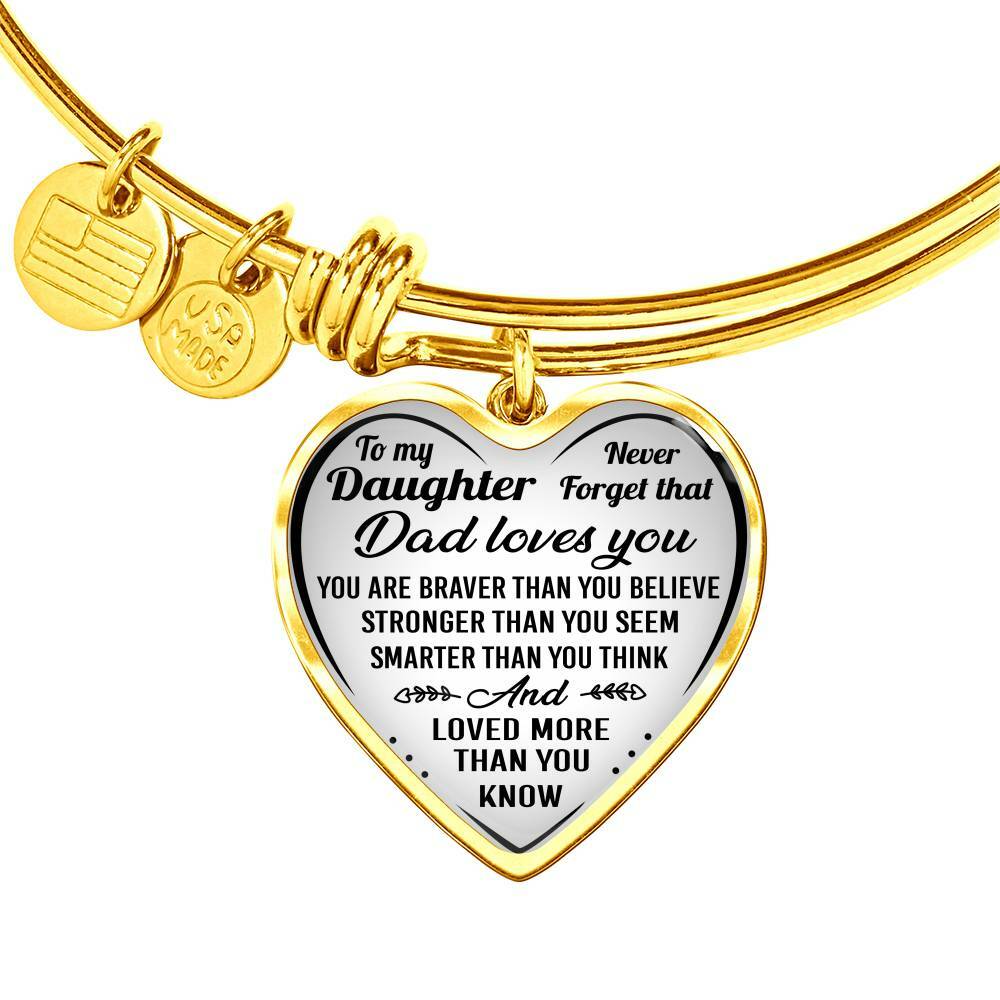 To My Daughter Bracelet Bangle Pendant Gifts From Father For Girls Dad Loves You