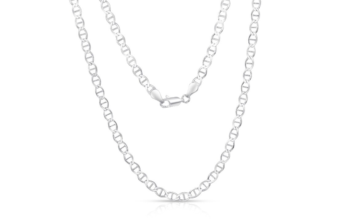 Italian SOLID 925 STERLING SILVER 4.5mm Marina Link Chain Necklace