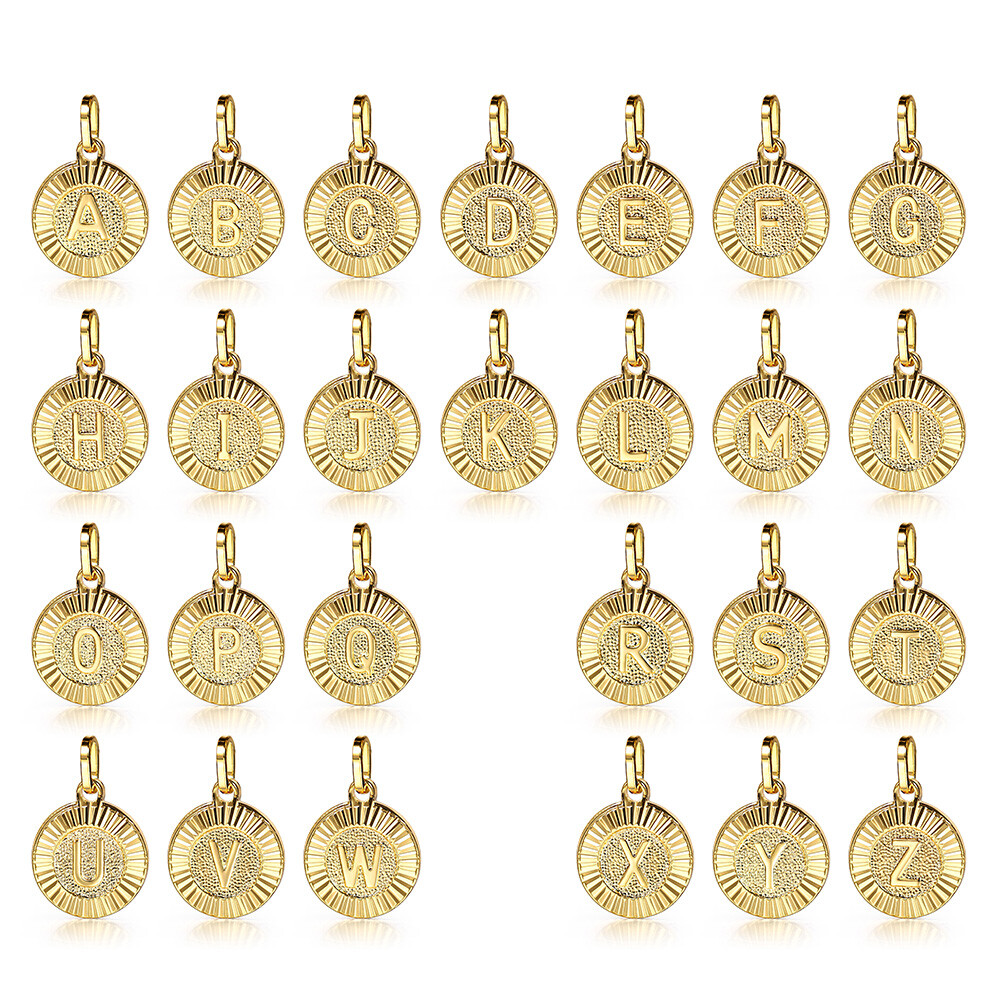 Gold Plated Initial Letter A-Z Pendant (Round-shaped Charm Only) Hot Wholesale