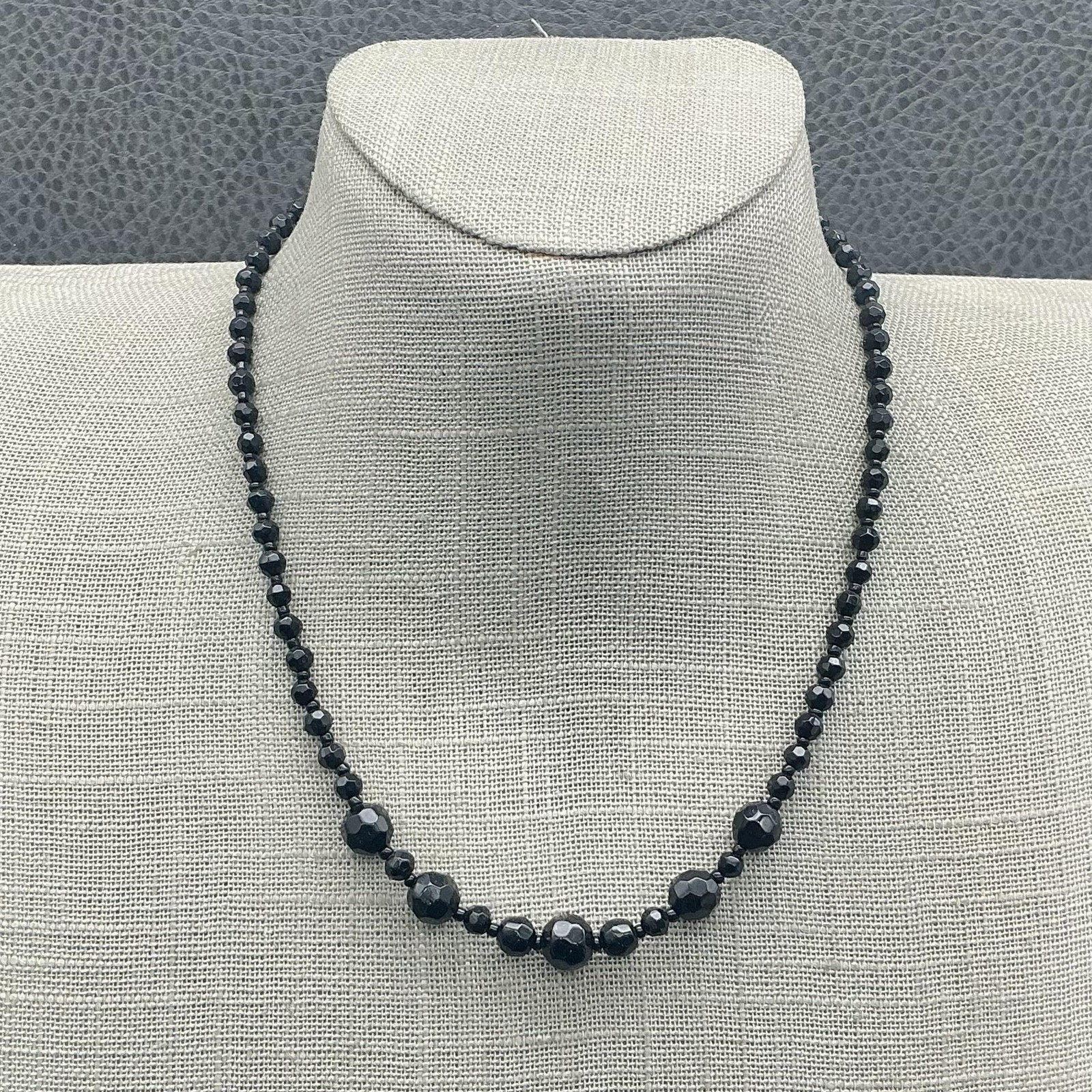 Trifari Necklace Black Faceted Beaded Lobster Clasp Womens Statement Jewelry