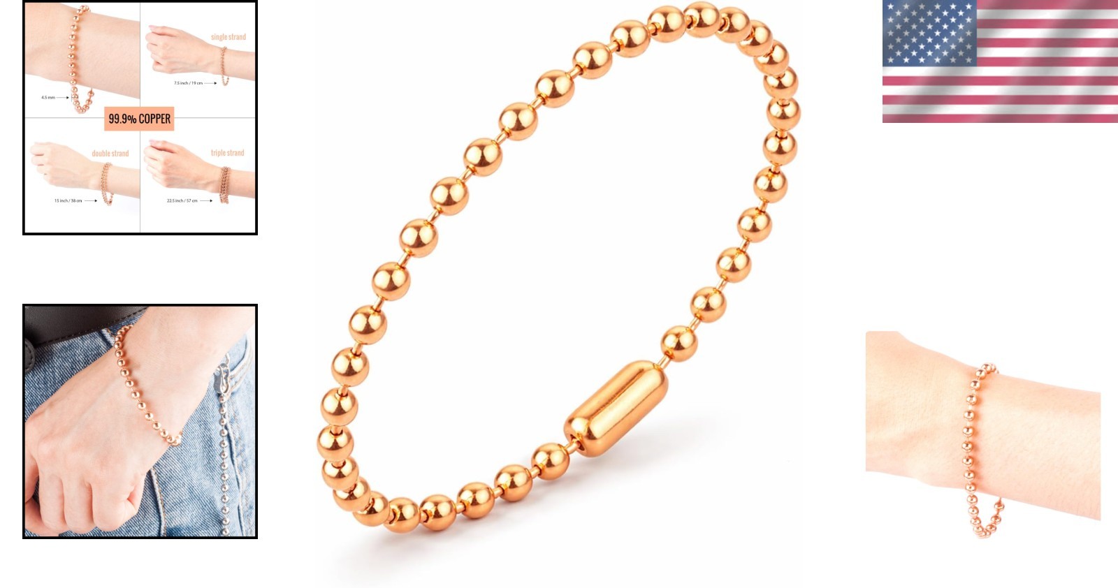 Pure Copper Bracelet for Men and Women – Natural Wellness Jewelry – Single o