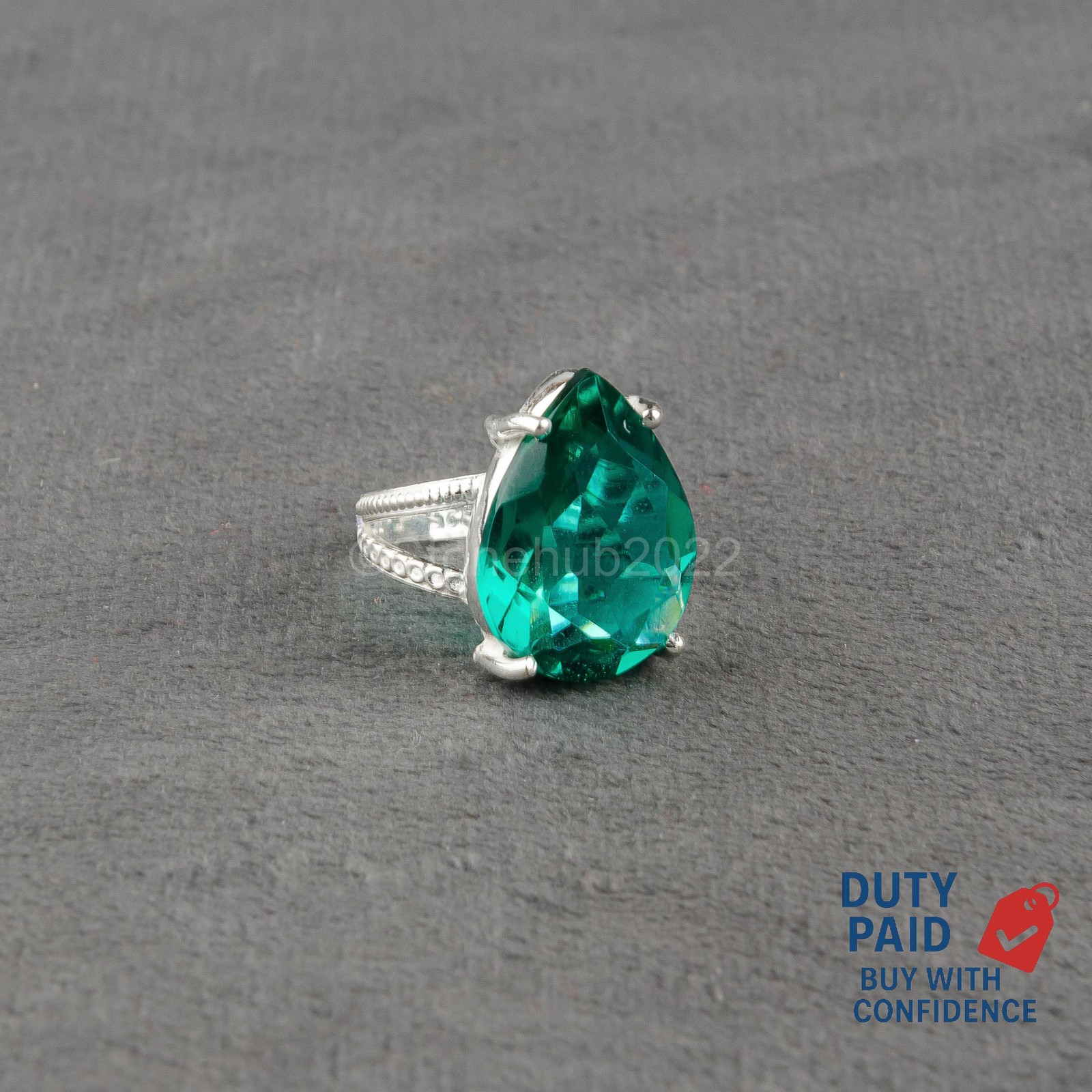 PEAR APATITE Promise Channel Set Band Statement Ring Size 6.5 Sterling Silver