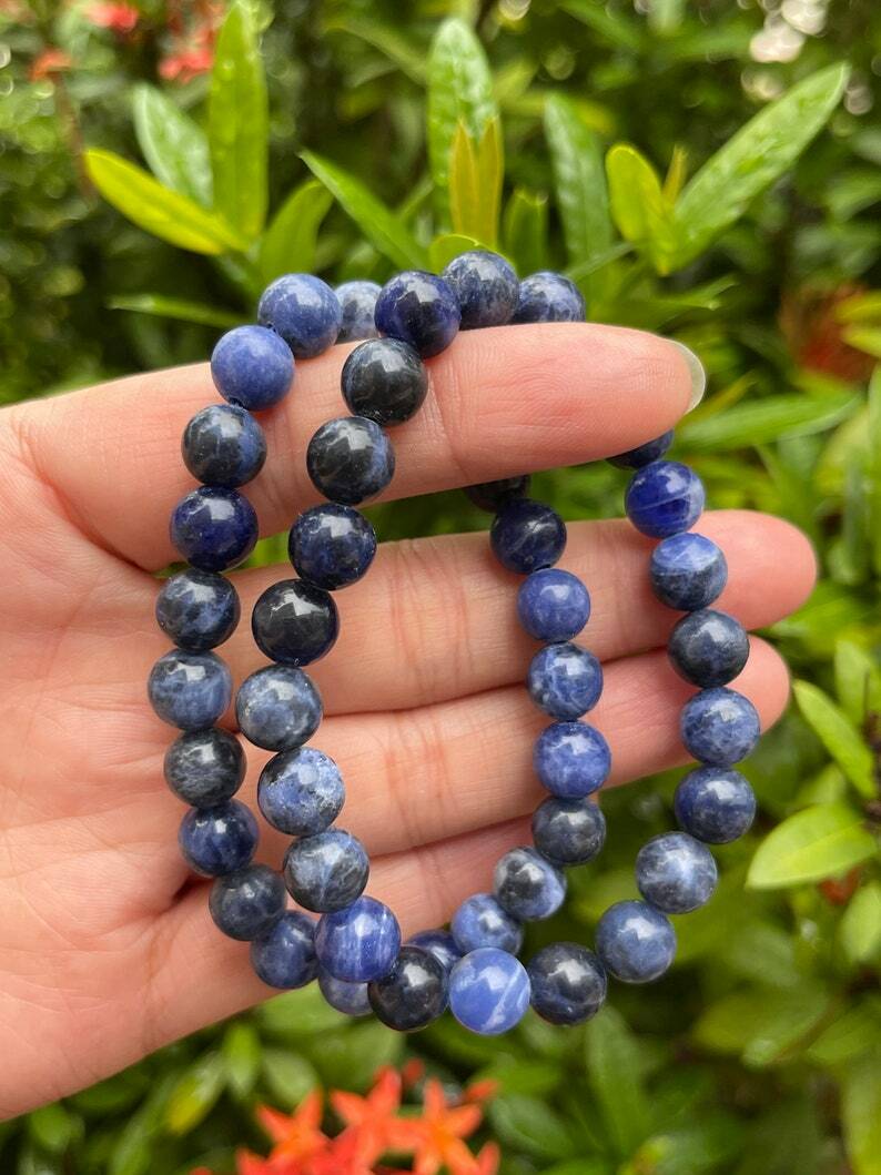 Lapis Lazuli Smooth Round Natural Gemstone 8mm Beads Gemstone Bracelet