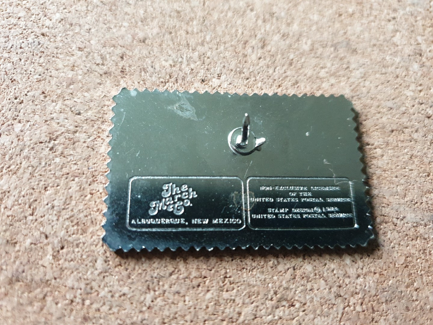 The March Co USPS 20c 1982 LOVE Stamp Floral Embossed Lapel Pin Back