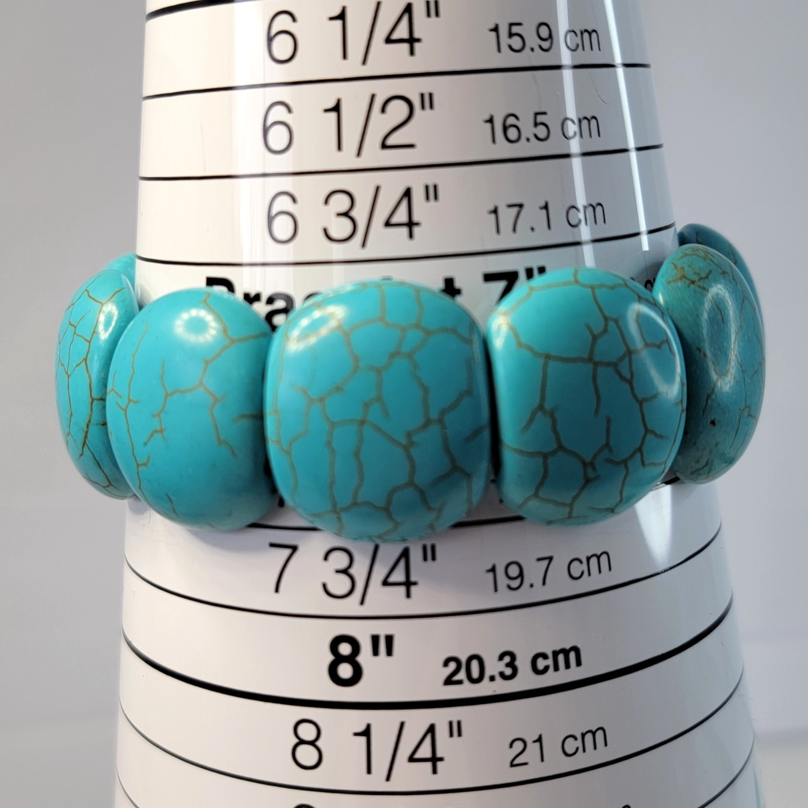 Bohemian Blue Faux Turquoise Beaded Stretch Bracelet 7 Inch Stacking Layering