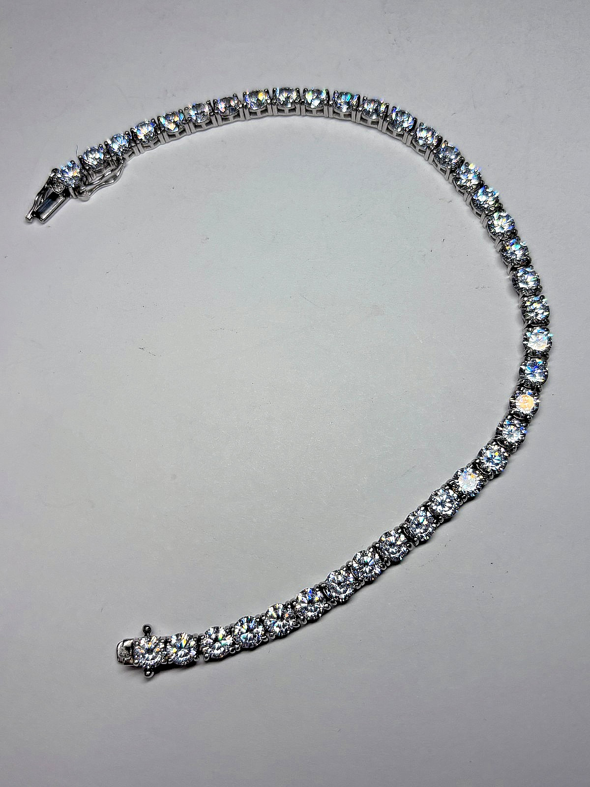 Sterling Silver Round Cut CZ Tennis Bracelet 15.7g 8.5in