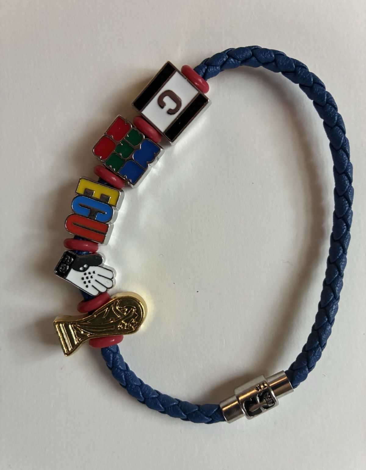 BofA FIFA Ecuador blue large 9 1/2”and small 7 1/2” charm bracelets. 15 in stock