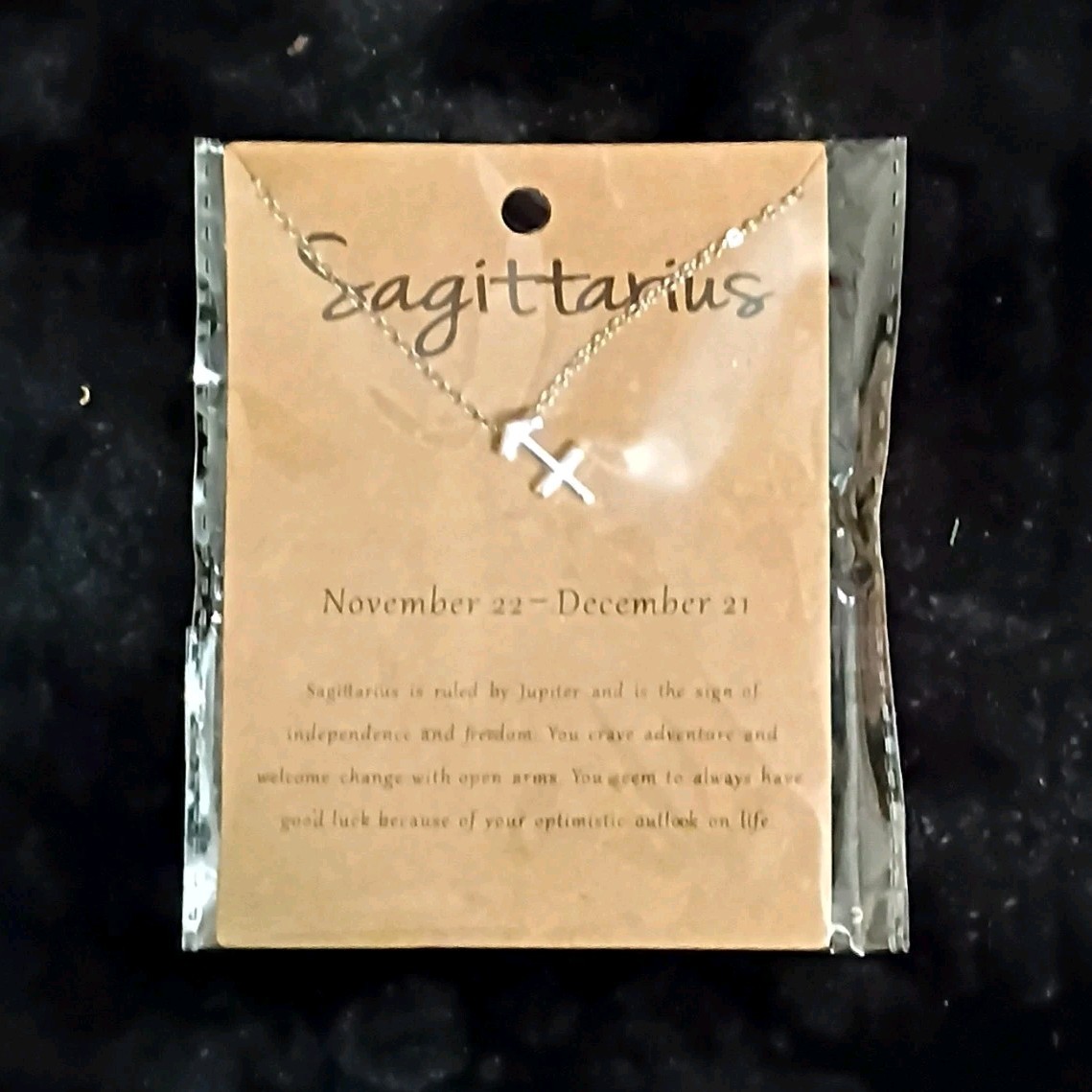 Sagittarius Zodiac Cross Charm Pendant Necklace Silver Tone Metal Cable Chain
