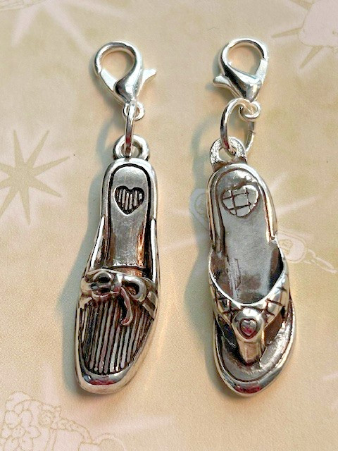 Brighton Shoe Charms- Silver Tone Clip on Charms