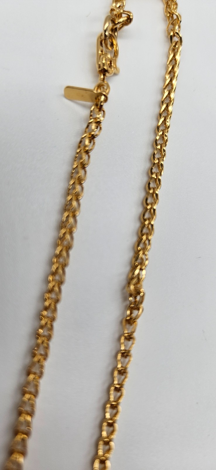 Gold Tone Wheat Link Chain Necklace Long Braided Spiga Style Classic Jewelry