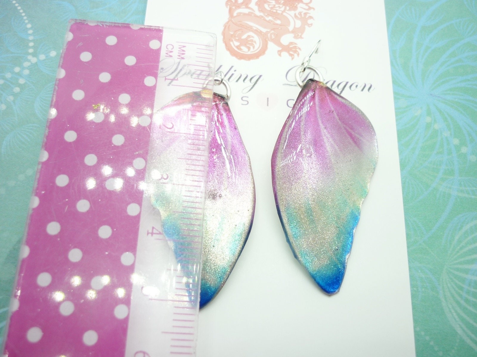 Butterfly Wing Earrings Misting Pink and Blue – Fairy Jewellery, Fun Gift for