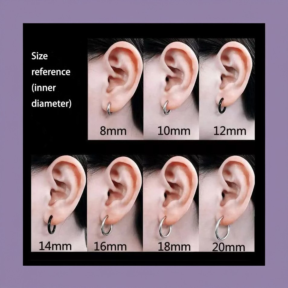 Stainless Steel 2.5mm 10 Gauge Huggie Hoop Earrings Unisex Women Men 12-25MM E9