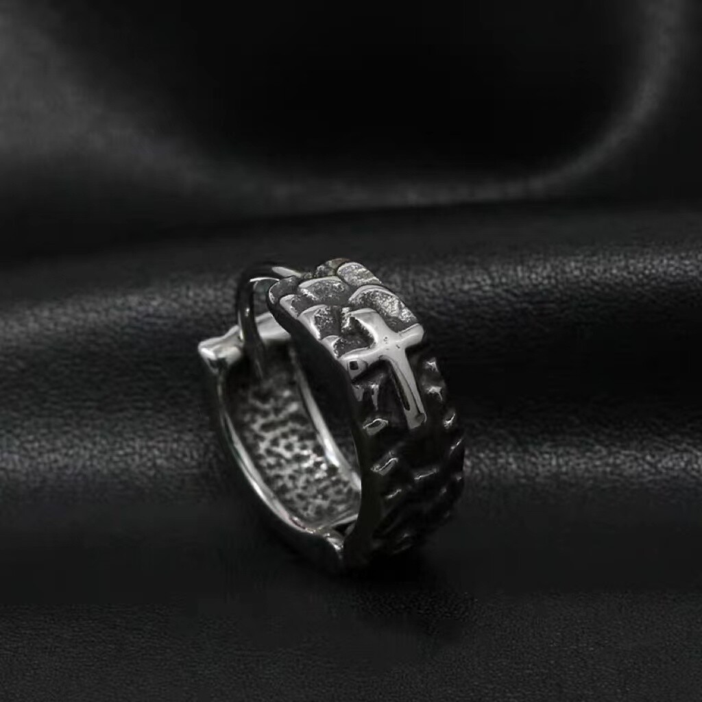 Mens Unisex Silver Cross Huggie Hoop Earrings Stainless Steel Punk Rock Jewelry