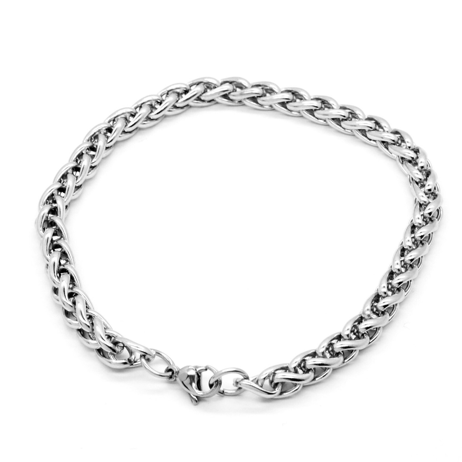 2 or 5PCS, Stainless Steel Wheat Braid Chain Bracelet, Finished Lobster Clasp B