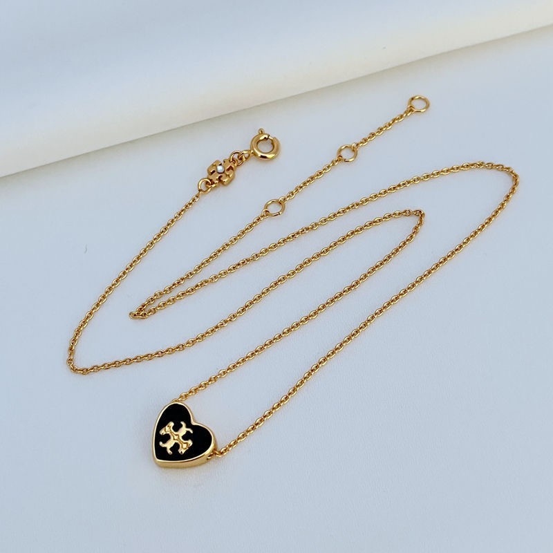 New Burch Gold & Black Heart Necklace with Jewelry Pouch Size:45cm