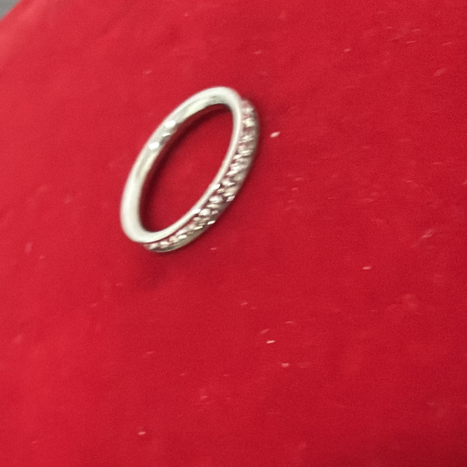 Silvery Stainless Steel Ring With Cubic Zirconia Stones Size 7