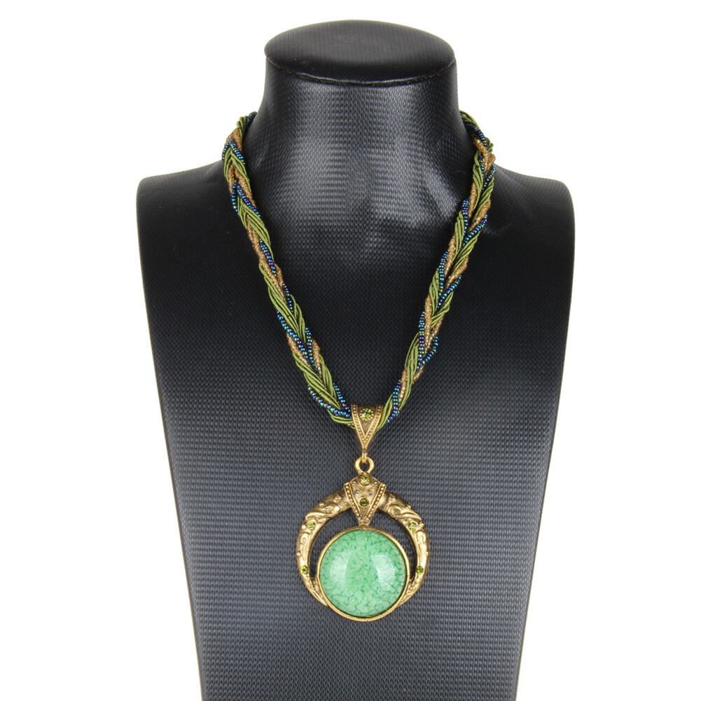 Women Lady Retro Vintage Bohemian Necklace Rope Chain Rhinestone Pendent Jewelry