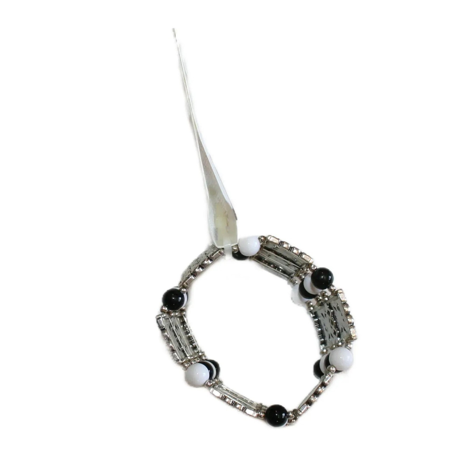 Croft & Barrow White, Black and Silver Stretch Bracelet – NWT