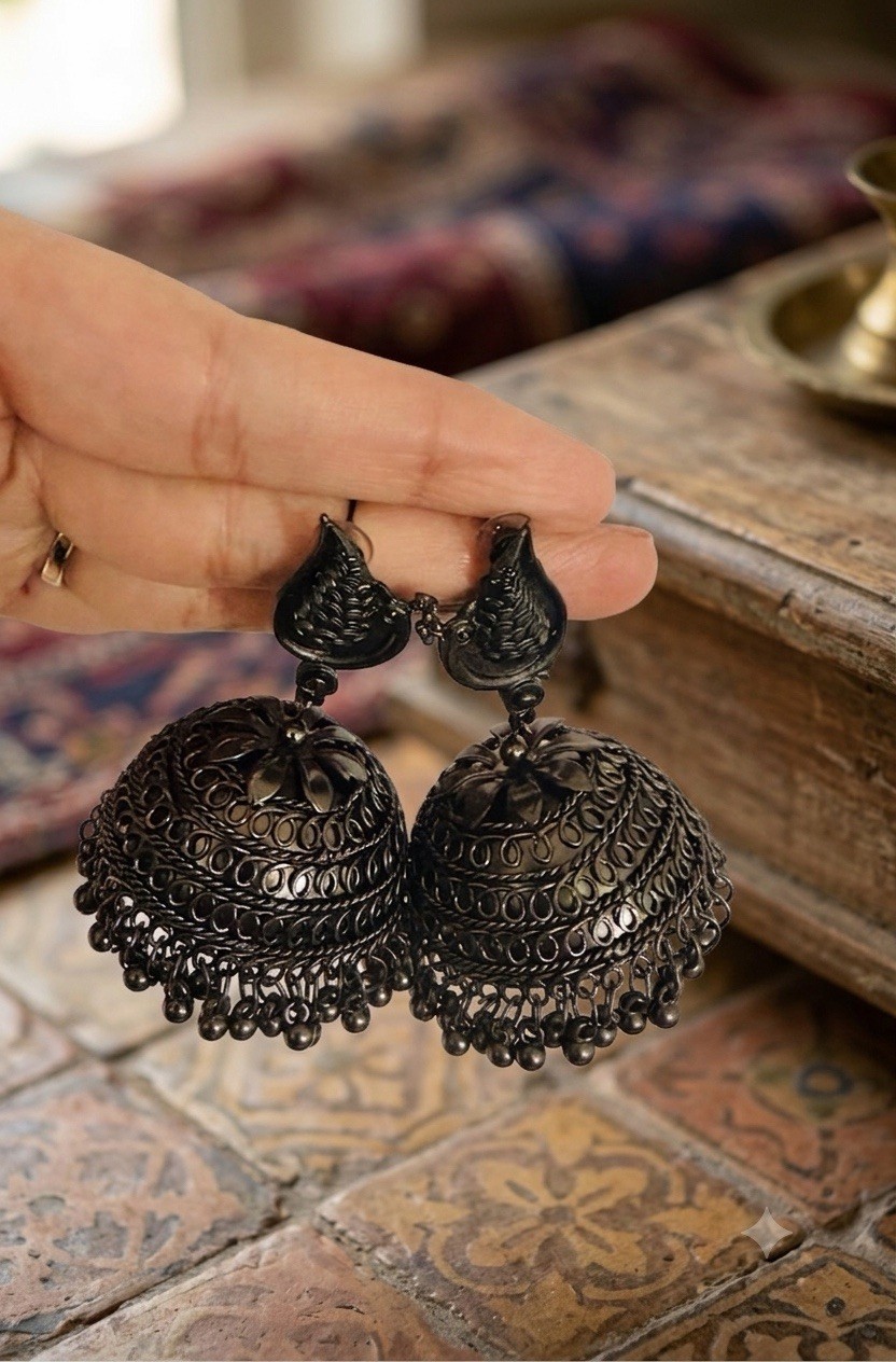 Oxidized Vintage Style Women Earrings Traditional Jhumka Earrings For Women