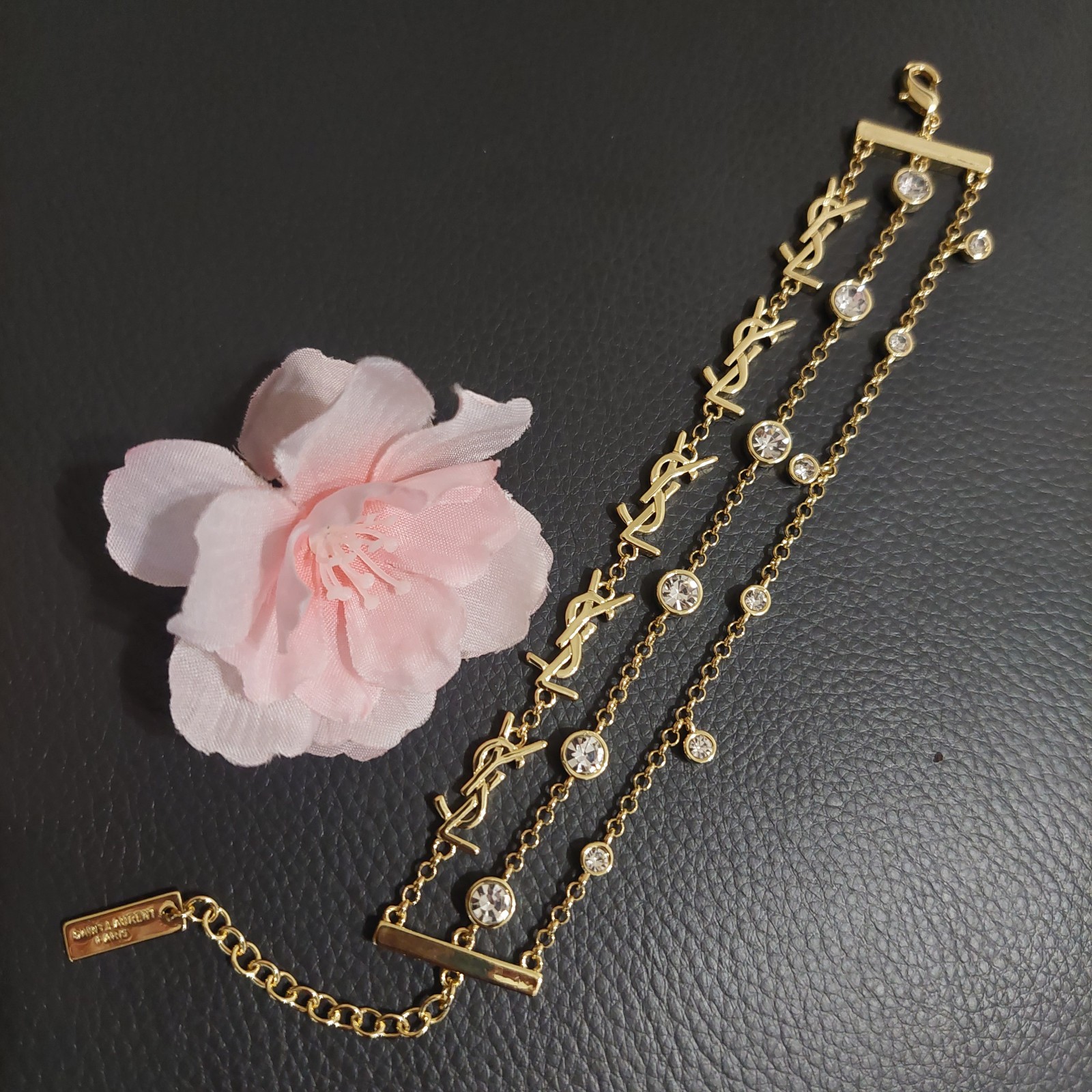 YSL Saint Laurent Cassandre Chain Logo Monogram Gold Bracelet