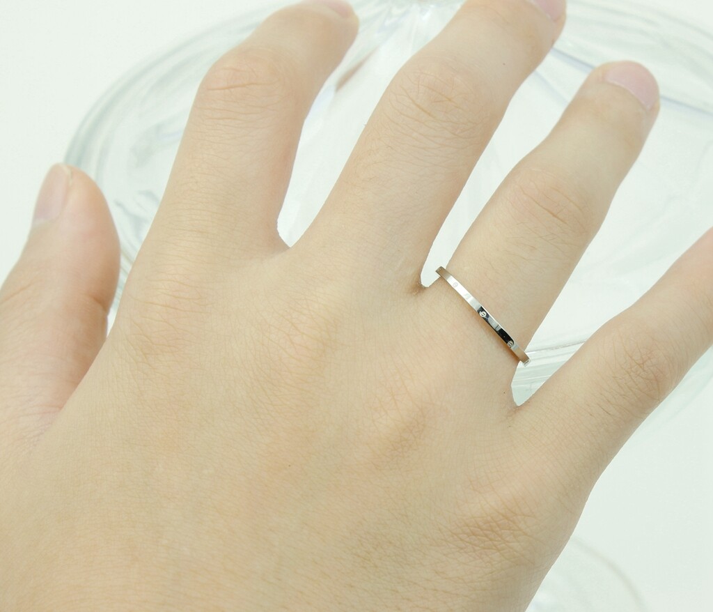 Women /Girl Gold Plated Titanium Stainless Steel Cubic Zircon Silver Ring 8