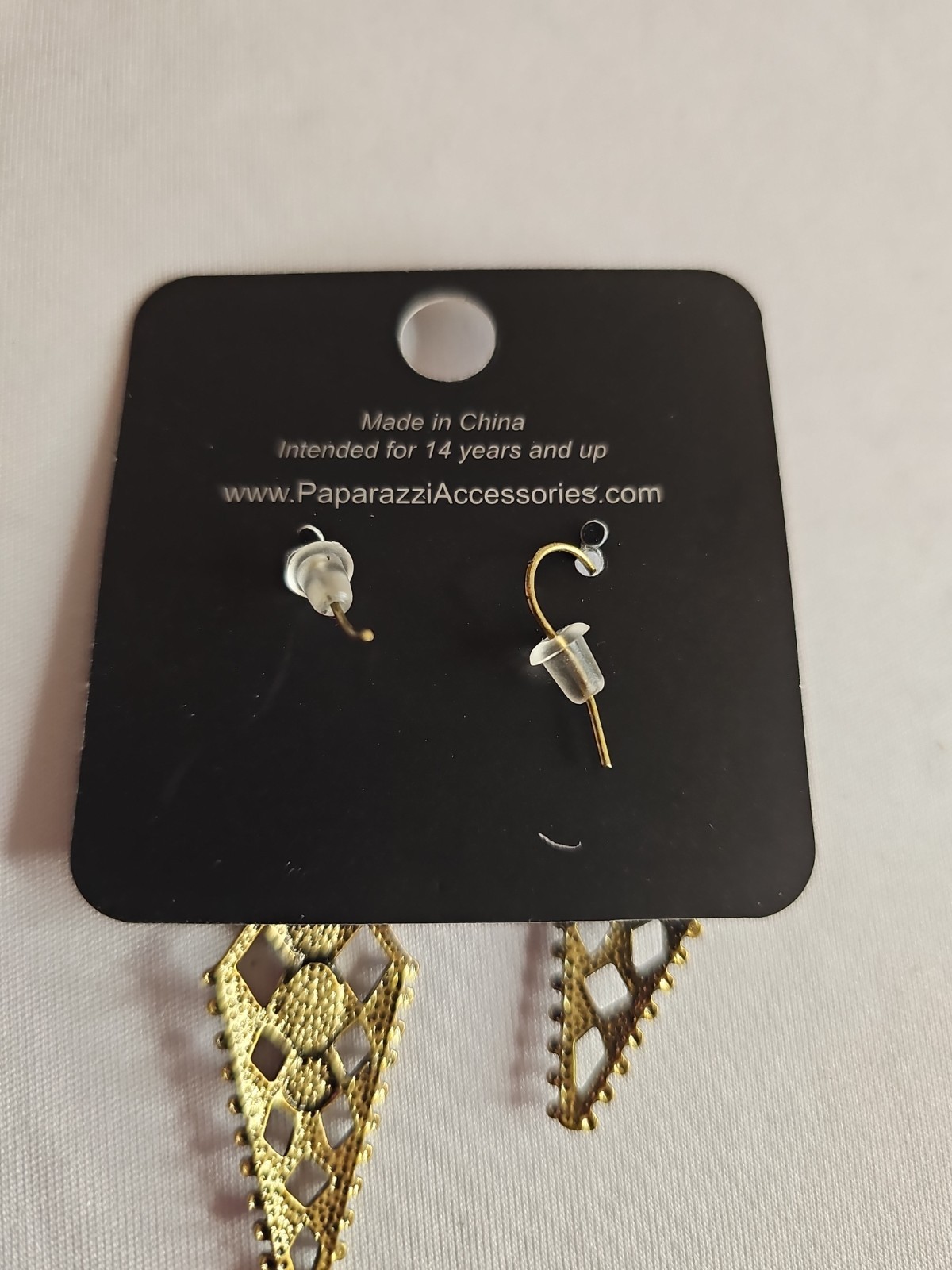 Paparazzi Bronze Geometric Dangle Earrings Black & Amber Accent