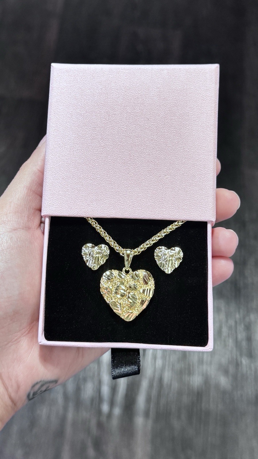 18k Gold Filled Jumbo Nugget HRT Necklace & Earrings Set #jewellery #set #pretty