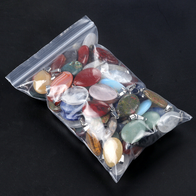 50pcs Mixed Natural Stone Water Drop Gemstone Beads Pendants DIY Jewelry Making