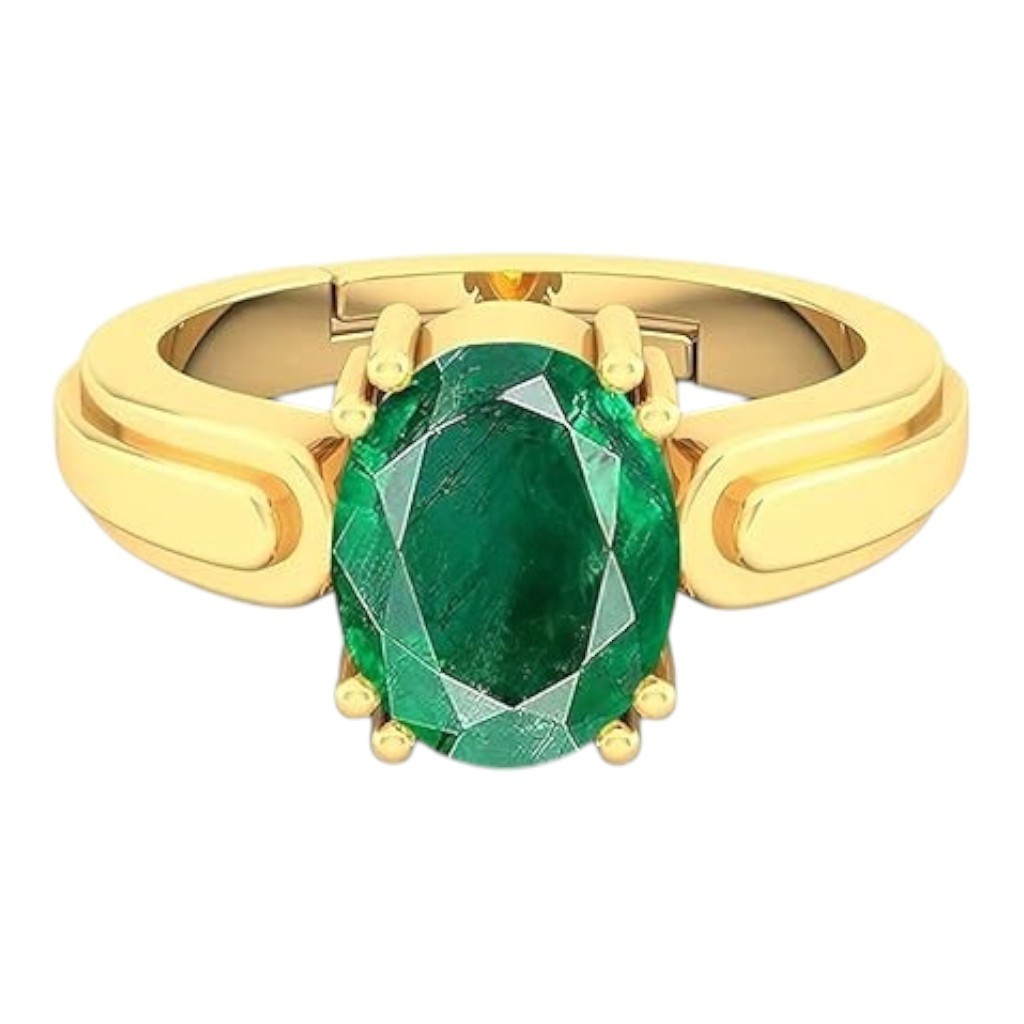Certified 6.60 Ct Emerald Ring Natural Gold Plated Adjustable Men Women Gift