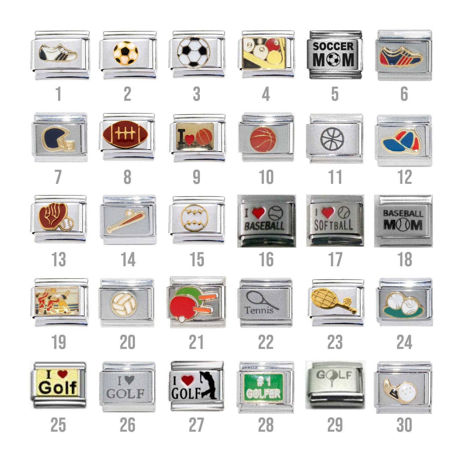 Sports 9mm Italian charms fits classic italian charm bracelet