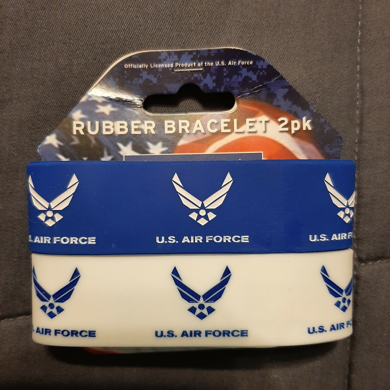 (Set of 2)U.S. AIRFORCE MILITARY Band Silicone Rubber Bracelet Wristband LICENSE