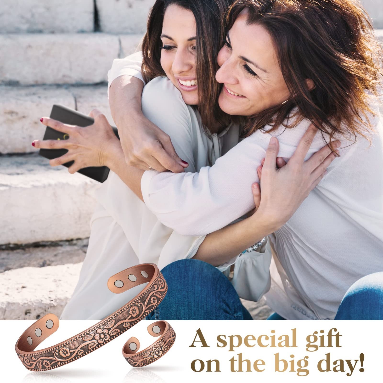 Lymphatic Drainage Ring & Copper Bracelet Set – Magnetic Detox Jewelry Gift for