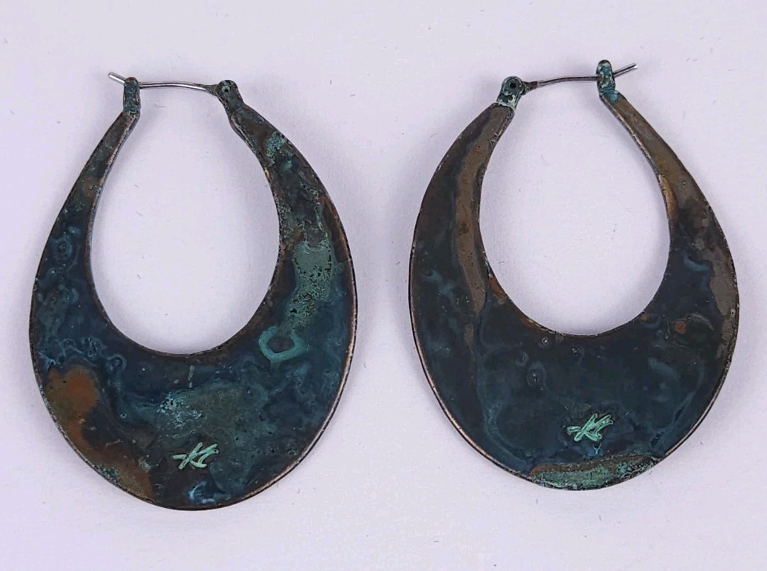 Teardrop Verdigris Copper Swirl Dipped Turquoise Blue Earrings – KC Makers Mark