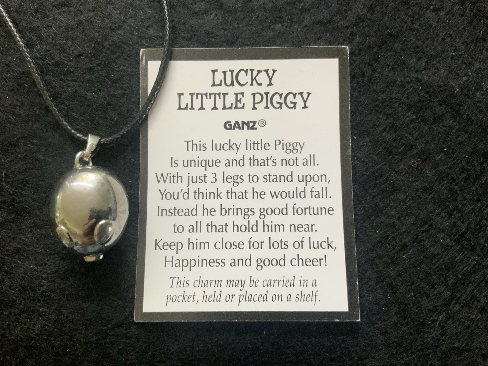 Lucky Little Piggy Good Luck Necklace Silver Tone Pig Charm Pendant Gift New